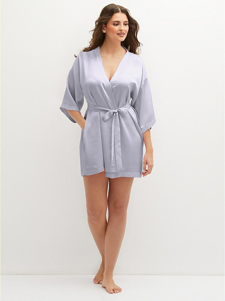 Front View - Silver Dove Short Whisper Satin Robe