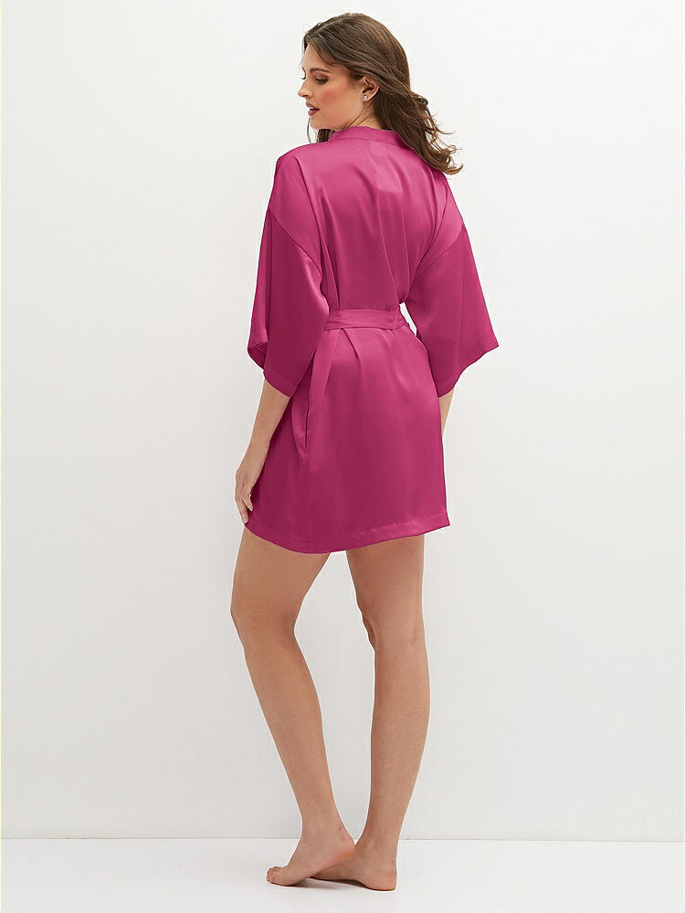 Back View - Tea Rose Short Whisper Satin Robe