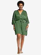 Alt View 1 Thumbnail - Vineyard Green Short Whisper Satin Robe