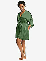 Alt View 2 Thumbnail - Vineyard Green Short Whisper Satin Robe