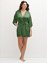 Front View Thumbnail - Vineyard Green Short Whisper Satin Robe