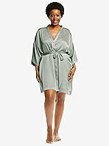 Alt View 1 Thumbnail - Willow Green Short Whisper Satin Robe