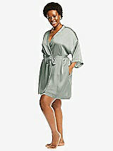 Alt View 2 Thumbnail - Willow Green Short Whisper Satin Robe