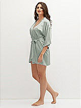 Side View Thumbnail - Willow Green Short Whisper Satin Robe