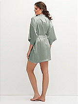 Rear View Thumbnail - Willow Green Short Whisper Satin Robe