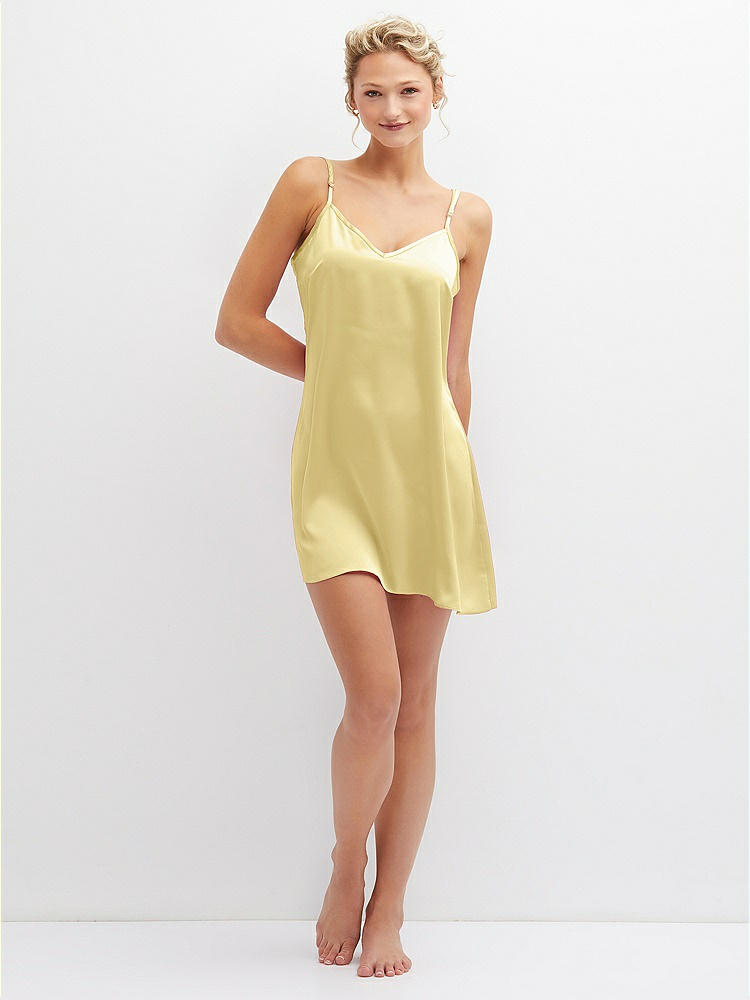 Front View - Pale Yellow Short Whisper Satin Slip