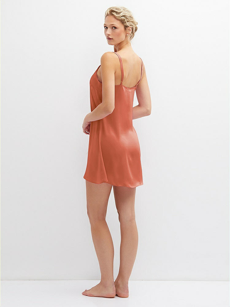 Back View - Terracotta Copper Short Whisper Satin Slip