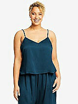 Alt View 1 Thumbnail - Atlantic Blue Split Back Whisper Satin Cami Top