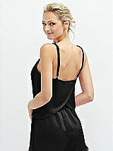 Rear View Thumbnail - Black Split Back Whisper Satin Cami Top