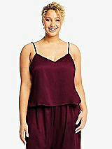 Alt View 1 Thumbnail - Cabernet Split Back Whisper Satin Cami Top