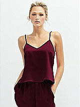 Front View Thumbnail - Cabernet Split Back Whisper Satin Cami Top