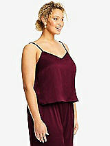 Side View Thumbnail - Cabernet Split Back Whisper Satin Cami Top