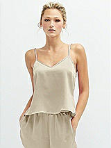 Front View Thumbnail - Champagne Split Back Whisper Satin Cami Top