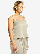 Side View Thumbnail - Champagne Split Back Whisper Satin Cami Top