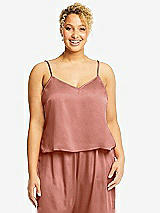 Alt View 1 Thumbnail - Desert Rose Split Back Whisper Satin Cami Top