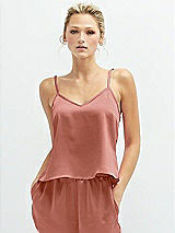 Front View Thumbnail - Desert Rose Split Back Whisper Satin Cami Top