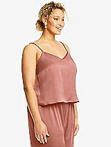 Side View Thumbnail - Desert Rose Split Back Whisper Satin Cami Top