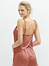 Rear View Thumbnail - Desert Rose Split Back Whisper Satin Cami Top