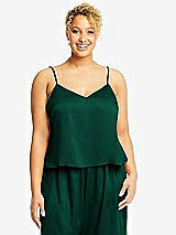 Alt View 1 Thumbnail - Hunter Green Split Back Whisper Satin Cami Top