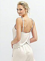 Rear View Thumbnail - Ivory Split Back Whisper Satin Cami Top