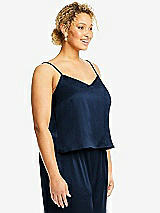 Side View Thumbnail - Midnight Navy Split Back Whisper Satin Cami Top