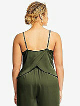 Alt View 2 Thumbnail - Olive Green Split Back Whisper Satin Cami Top