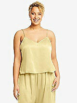 Alt View 1 Thumbnail - Pale Yellow Split Back Whisper Satin Cami Top