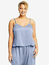 Alt View 1 Thumbnail - Sky Blue Split Back Whisper Satin Cami Top