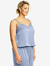 Side View Thumbnail - Sky Blue Split Back Whisper Satin Cami Top