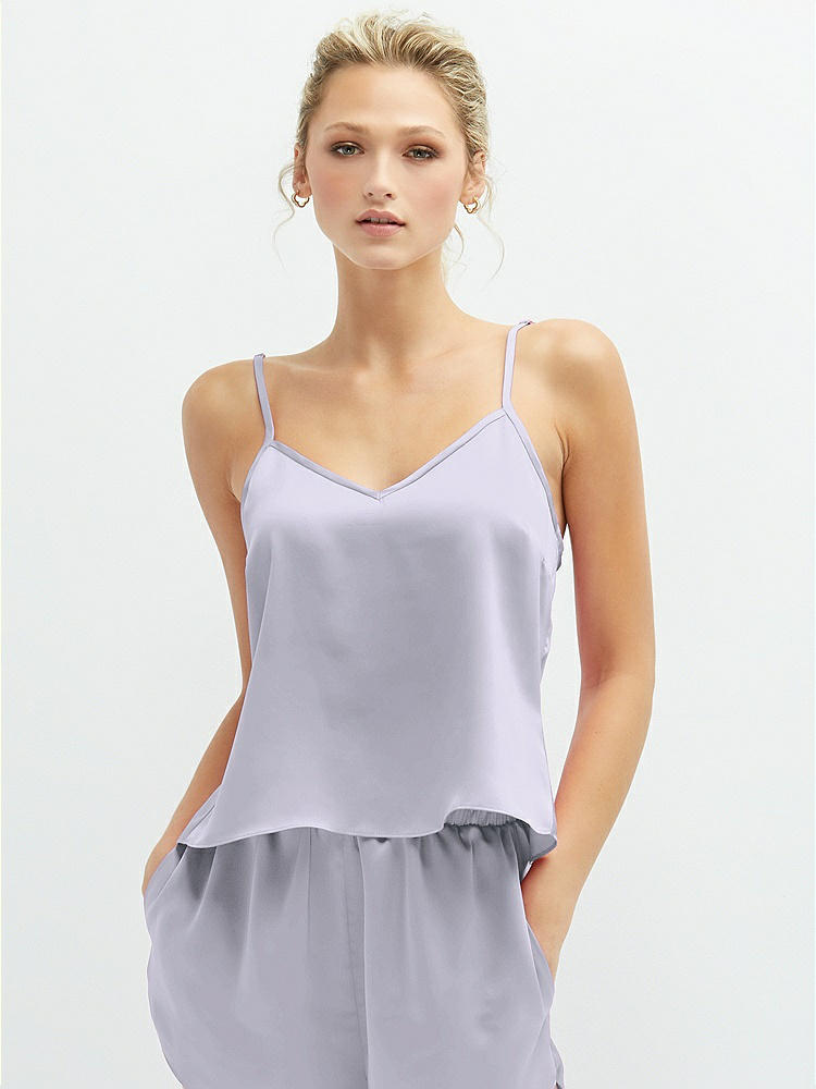 Front View - Silver Dove Split Back Whisper Satin Cami Top