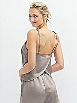 Rear View Thumbnail - Taupe Split Back Whisper Satin Cami Top