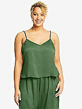 Alt View 1 Thumbnail - Vineyard Green Split Back Whisper Satin Cami Top