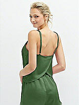 Rear View Thumbnail - Vineyard Green Split Back Whisper Satin Cami Top