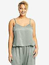 Alt View 1 Thumbnail - Willow Green Split Back Whisper Satin Cami Top