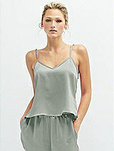 Front View Thumbnail - Willow Green Split Back Whisper Satin Cami Top