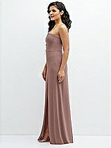 Side View Thumbnail - Sienna Strapless Notch-Neck Crepe A-line Dress with Rhinestone Piping Bows