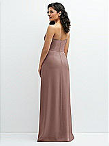 Rear View Thumbnail - Sienna Strapless Notch-Neck Crepe A-line Dress with Rhinestone Piping Bows