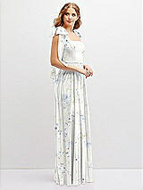 Side View Thumbnail - Bleu Garden Bow Shoulder Square Neck Chiffon Maxi Dress