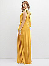 Rear View Thumbnail - NYC Yellow Bow Shoulder Square Neck Chiffon Maxi Dress