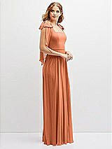 Side View Thumbnail - Sweet Melon Bow Shoulder Square Neck Chiffon Maxi Dress