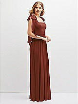 Side View Thumbnail - Auburn Moon Bow Shoulder Square Neck Chiffon Maxi Dress