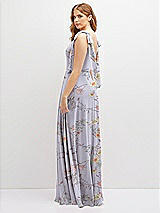 Rear View Thumbnail - Butterfly Botanica Silver Dove Bow Shoulder Square Neck Chiffon Maxi Dress