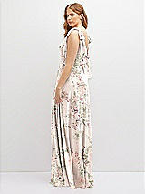 Rear View Thumbnail - Blush Garden Bow Shoulder Square Neck Chiffon Maxi Dress