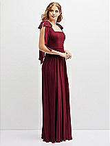 Side View Thumbnail - Burgundy Bow Shoulder Square Neck Chiffon Maxi Dress