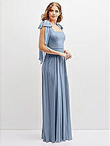 Side View Thumbnail - Cloudy Bow Shoulder Square Neck Chiffon Maxi Dress