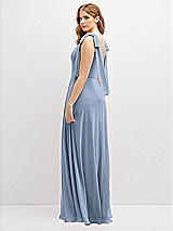 Rear View Thumbnail - Cloudy Bow Shoulder Square Neck Chiffon Maxi Dress