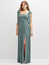 Front View Thumbnail - Icelandic Bow Shoulder Square Neck Chiffon Maxi Dress