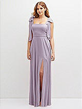 Front View Thumbnail - Lilac Haze Bow Shoulder Square Neck Chiffon Maxi Dress