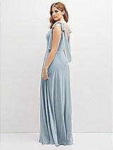 Rear View Thumbnail - Mist Bow Shoulder Square Neck Chiffon Maxi Dress