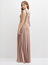 Rear View Thumbnail - Neu Nude Bow Shoulder Square Neck Chiffon Maxi Dress